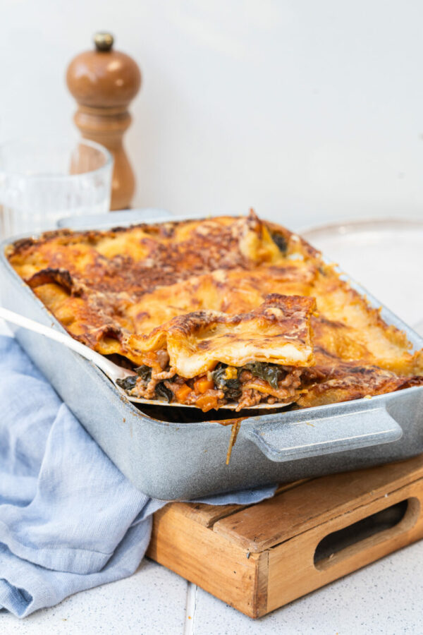 Lasagne au porc, thym/laurier/sauge, comté et épinard