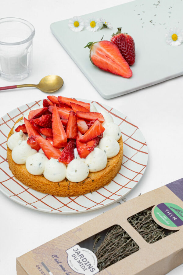 Tarte aux fraises et thym
