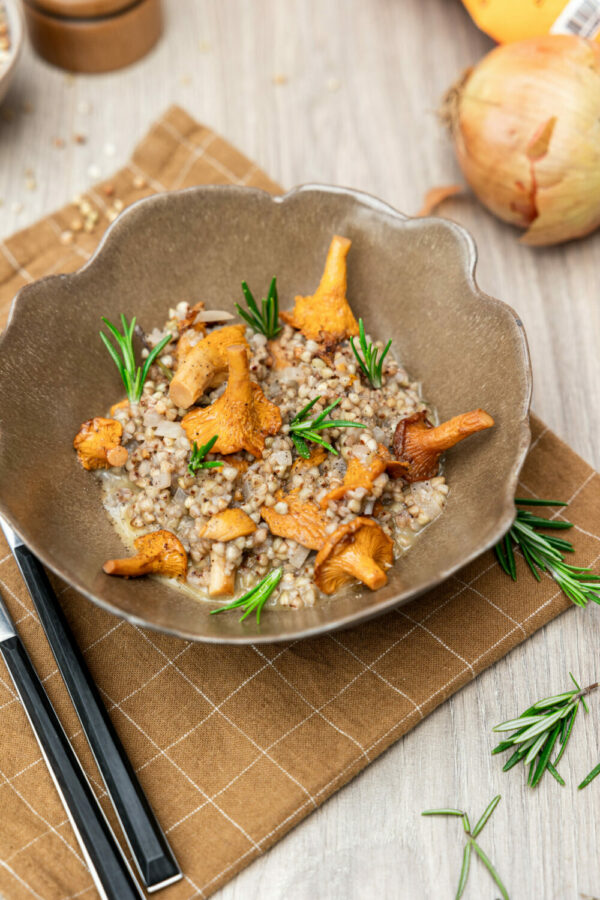 Risotto de sarrasin, comté, champignon et romarin